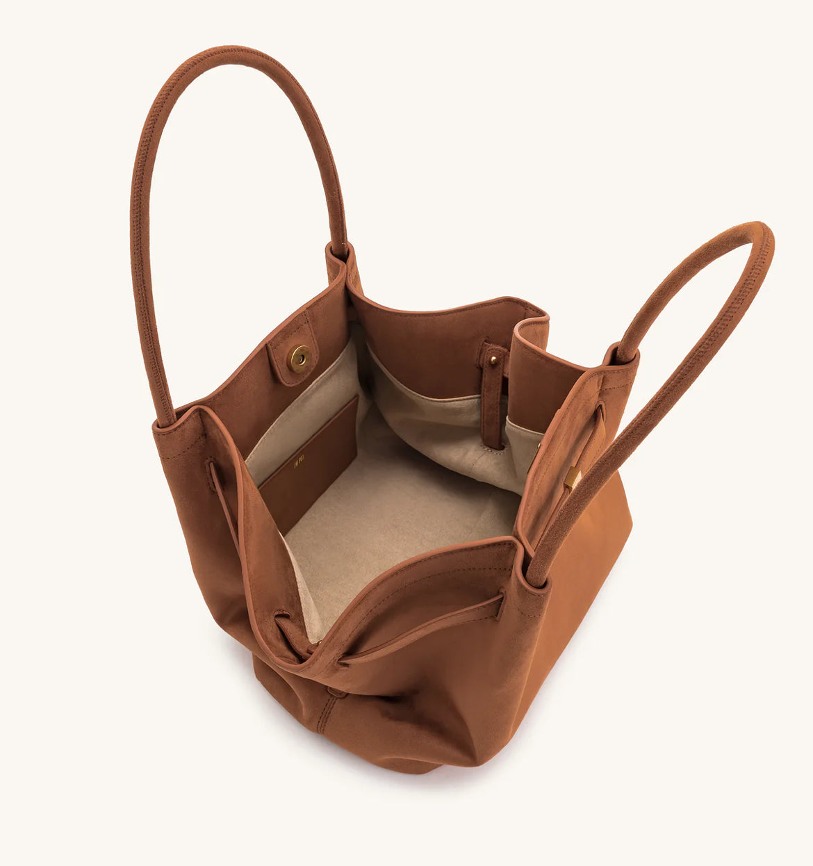 Hana Medium Faux Suede Tote Bag : Brown