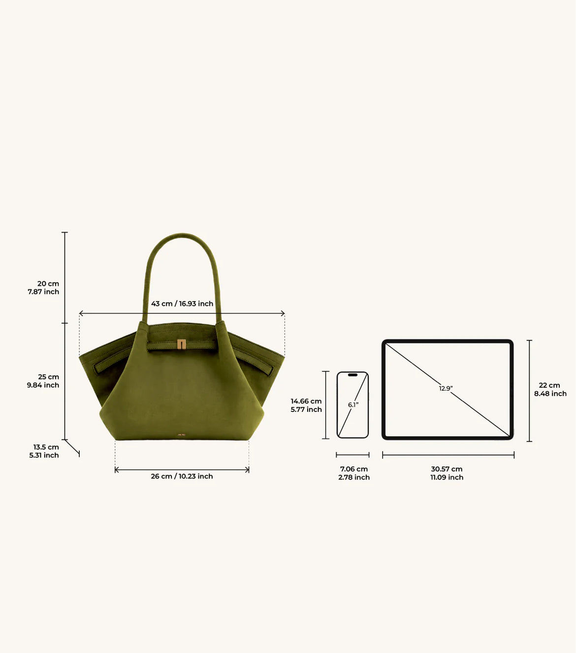Hana Medium Faux Suede Tote Bag : Dark olive