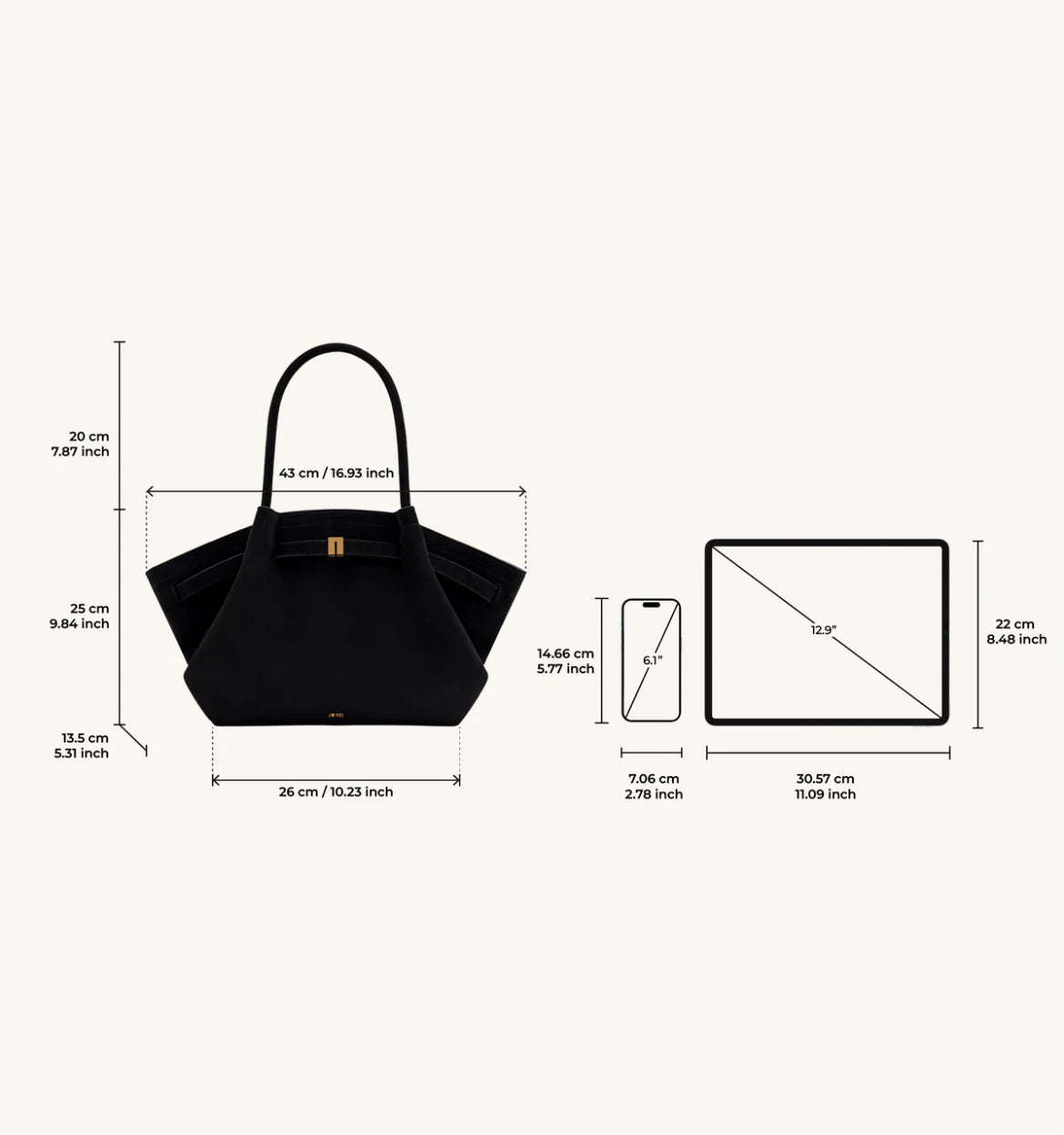 Hana Medium Faux Suede Tote Bag : Black