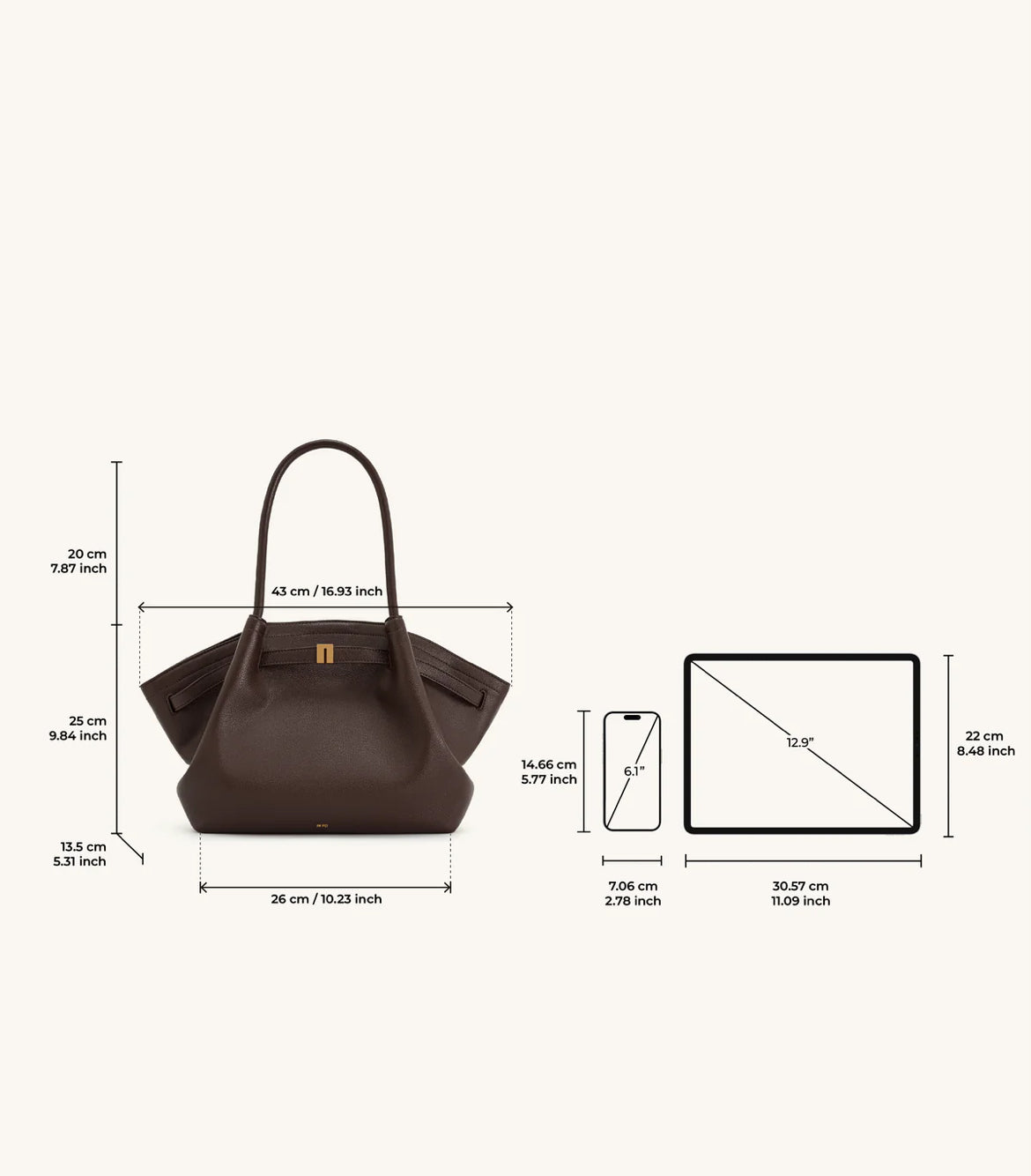 Hana Medium Faux Suede Tote Bag : Dark brown
