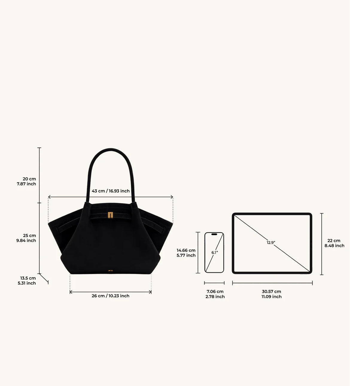 Hana Medium Faux Suede Tote Bag : Black