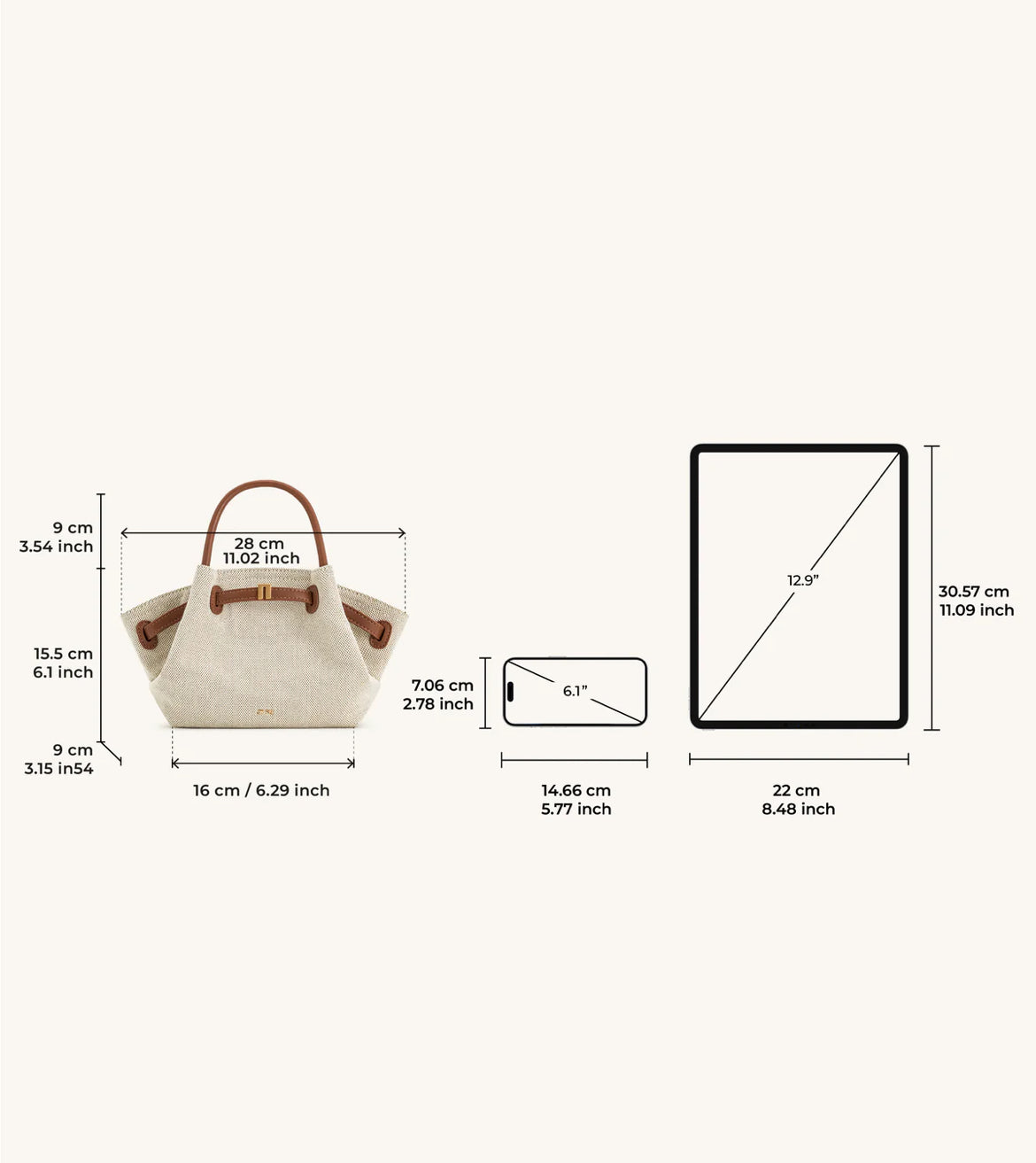 Hana Mini Tote Bag - Brown canvas