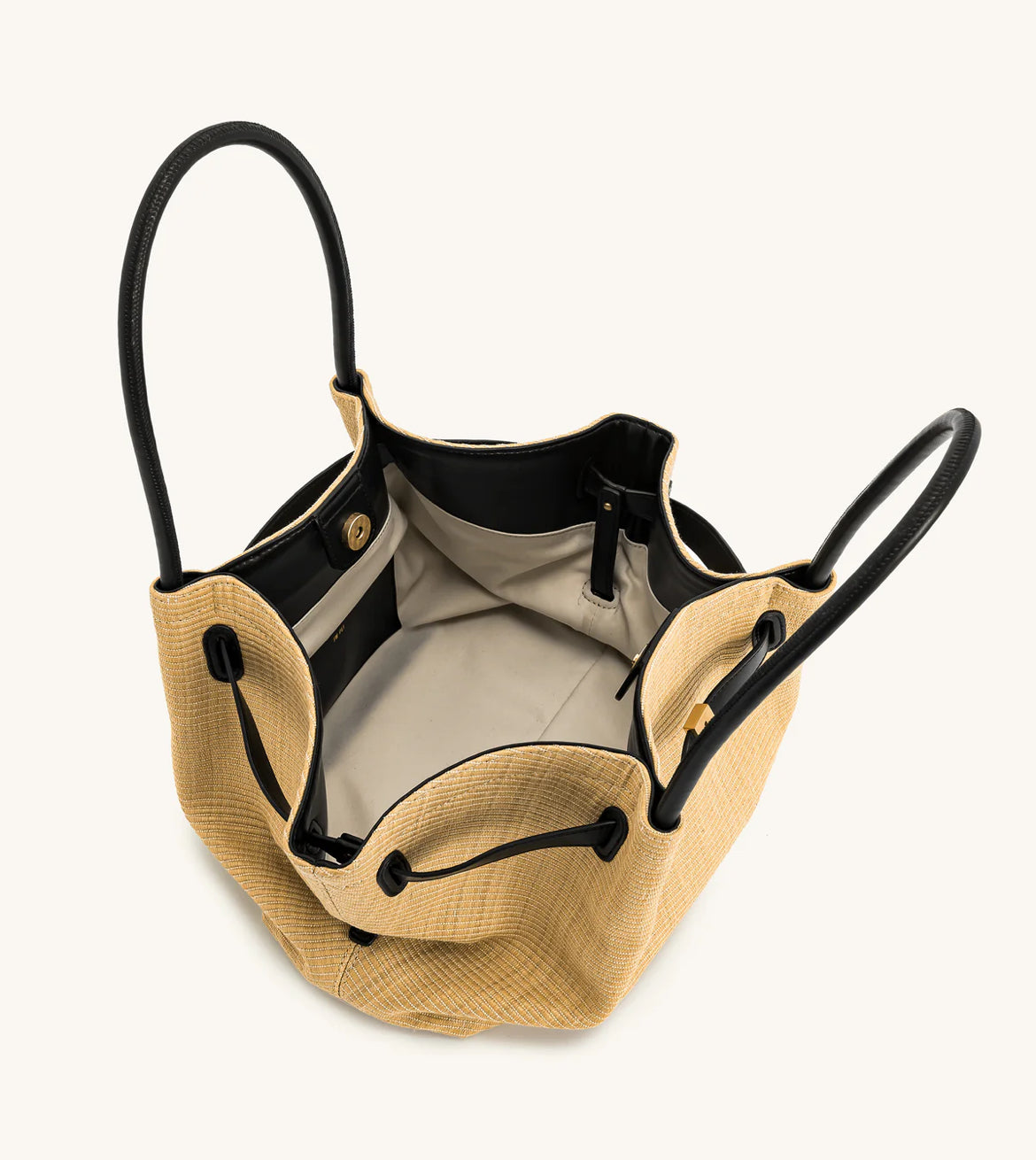 Hana Medium Faux Suede Tote Bag : Brown Straw