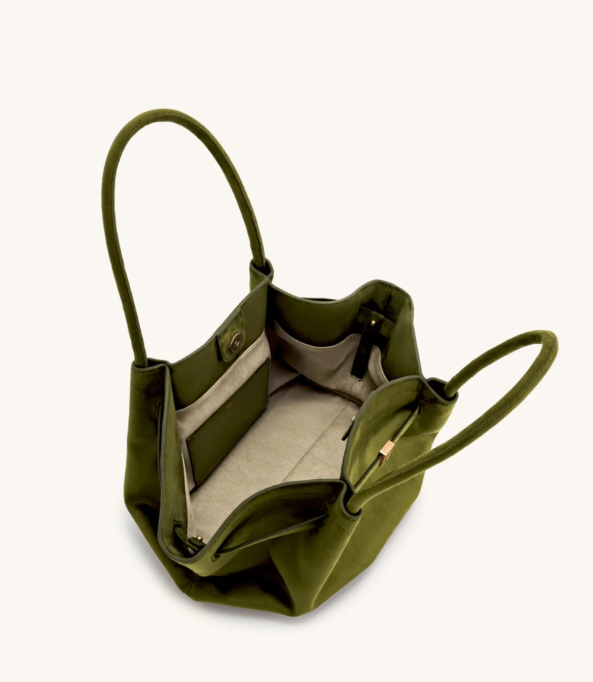Hana Medium Faux Suede Tote Bag : Dark olive
