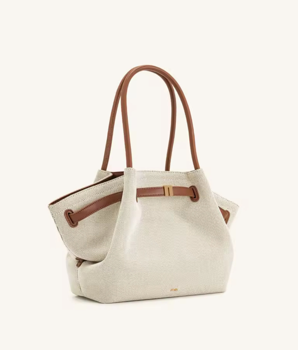 Hana Medium Faux Suede Tote Bag : Brown & Black canvas