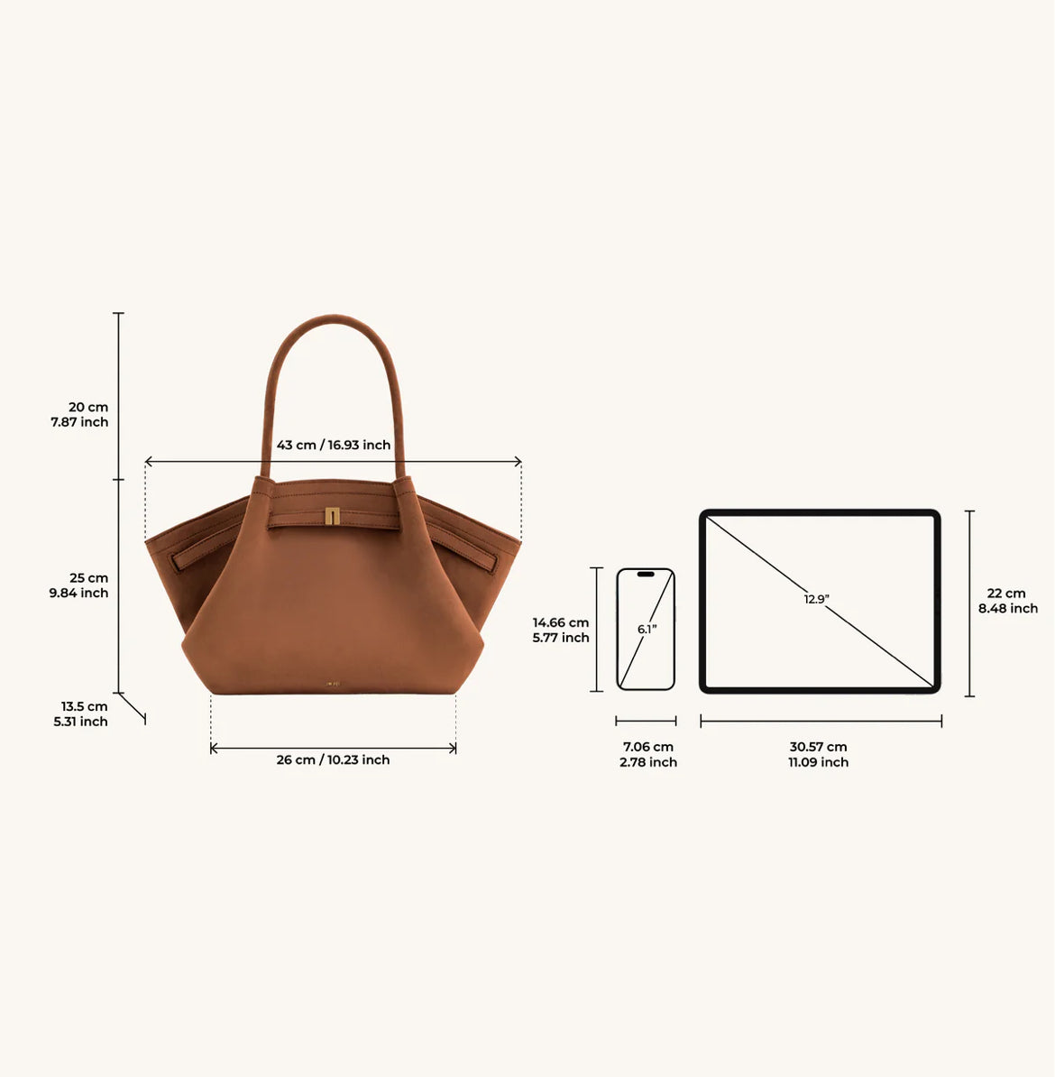 Hana Medium Faux Suede Tote Bag : Brown