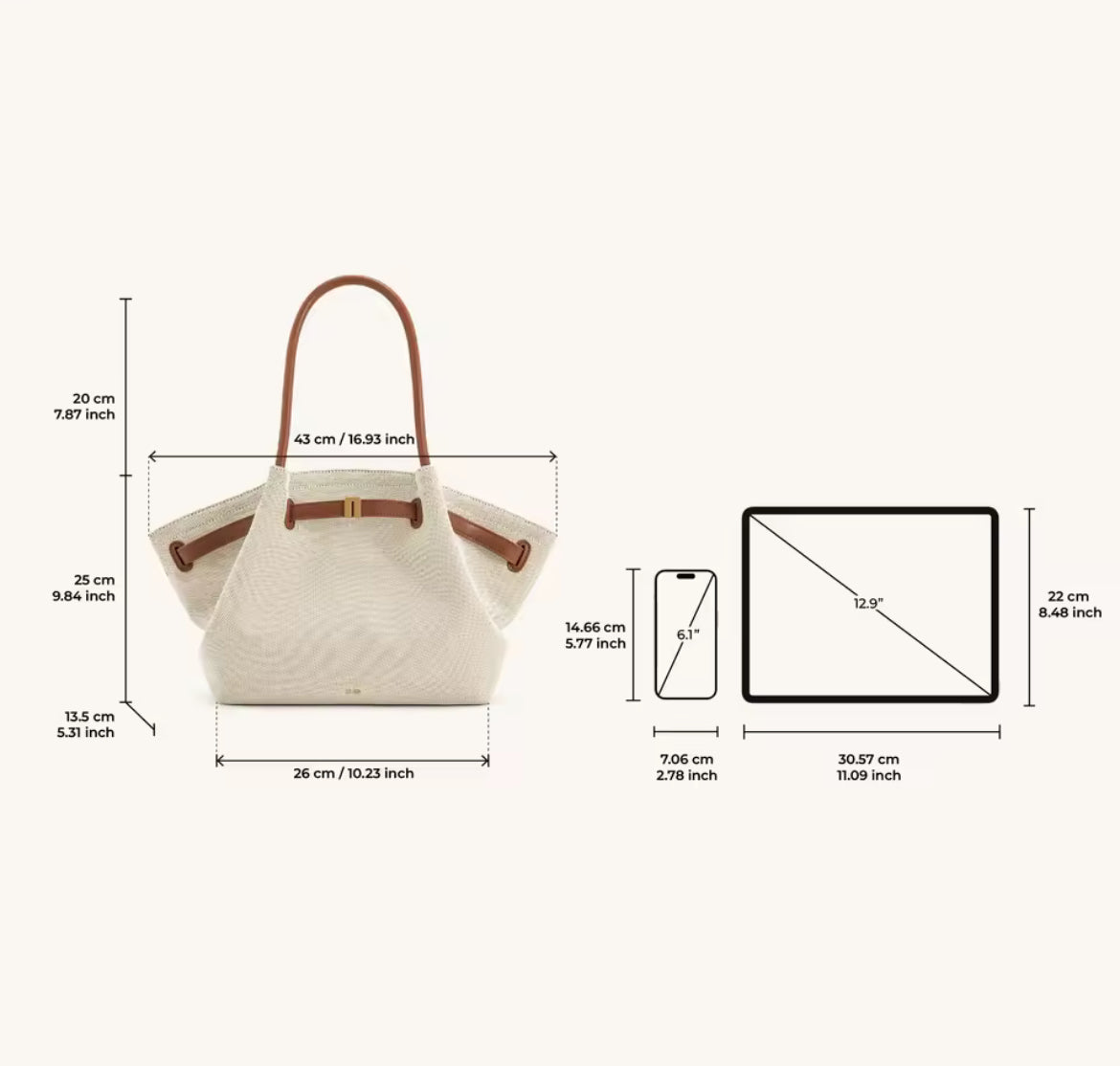 Hana Medium Faux Suede Tote Bag : Brown & Black canvas