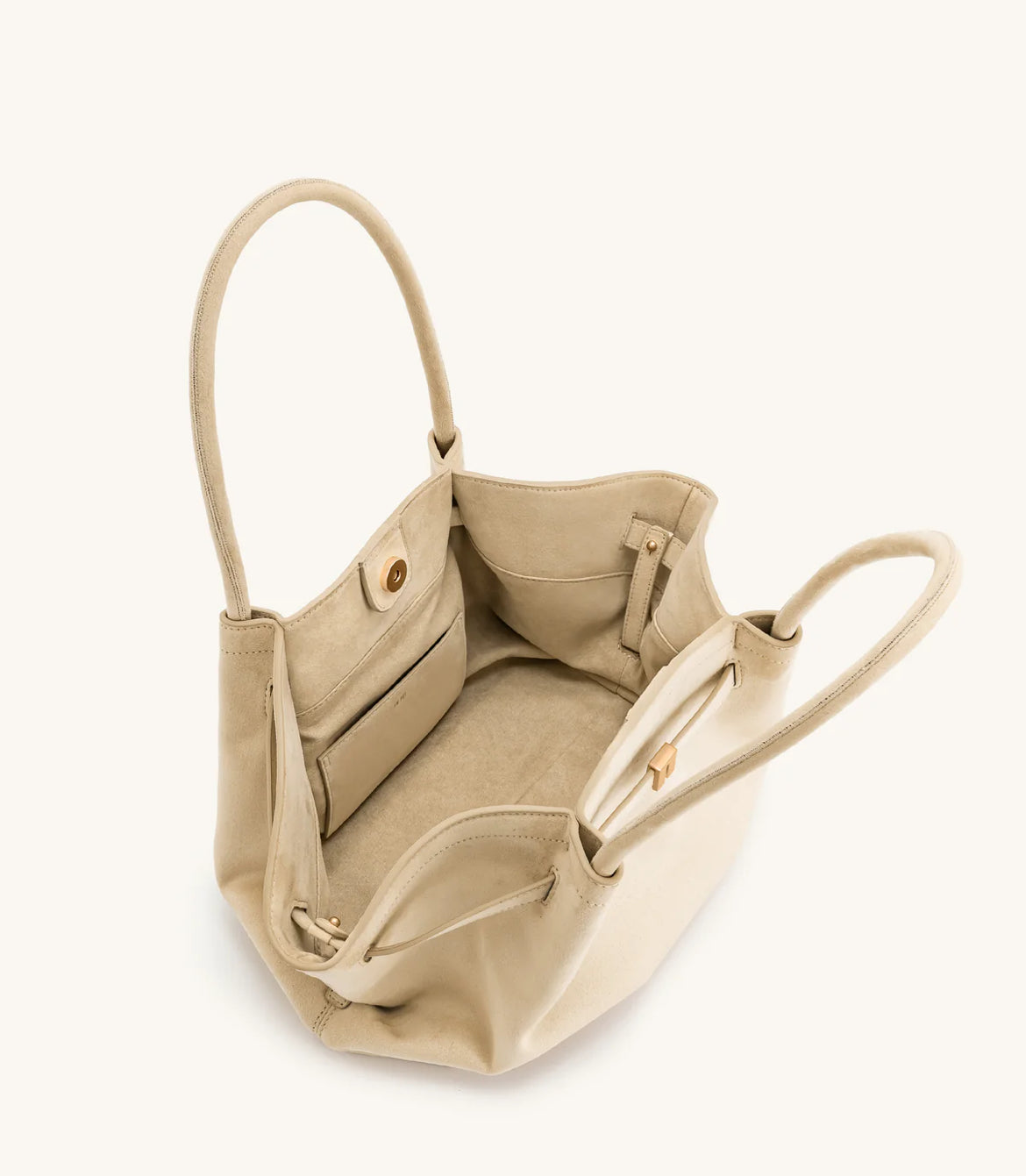Hana Medium Faux Suede Tote Bag : Off white