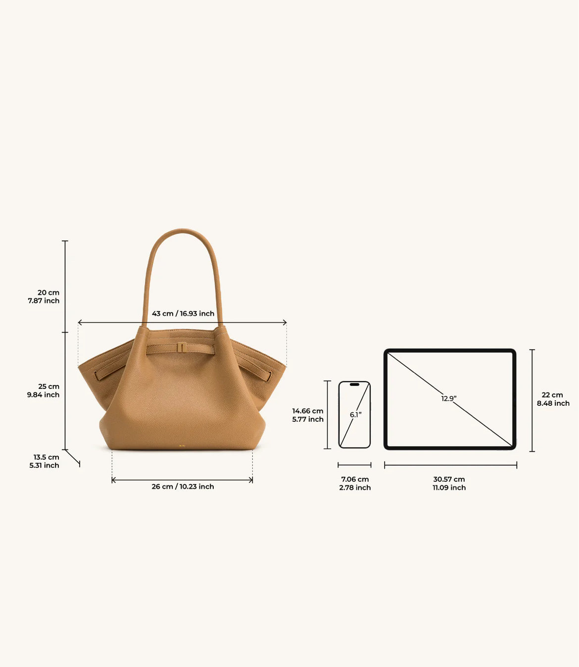 Hana Medium Faux Suede Tote Bag : Latte