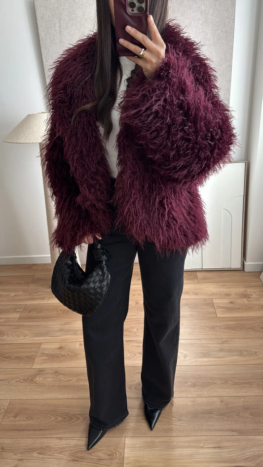 fausse fourrure [bordeaux]