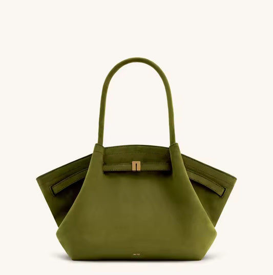 Hana Medium Faux Suede Tote Bag : Dark olive