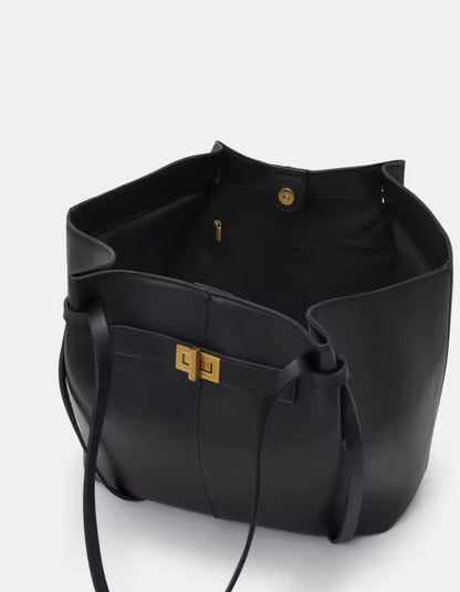 Hana Medium Faux Suede Tote Bag : Black