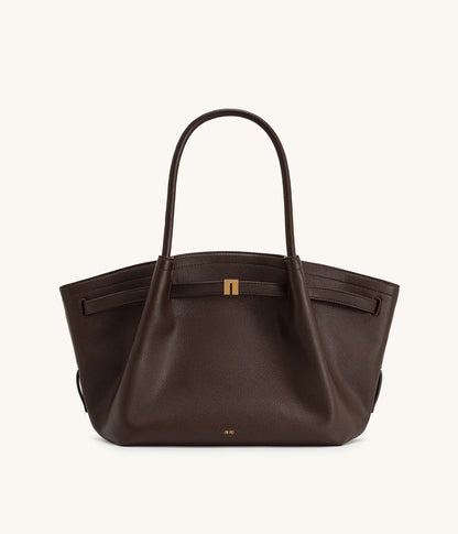 Hana Medium Faux Suede Tote Bag : Dark brown