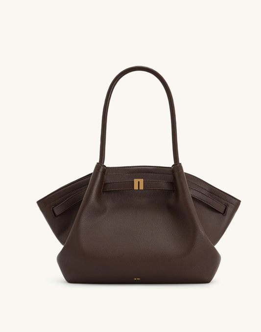Hana Medium Faux Suede Tote Bag : Dark brown