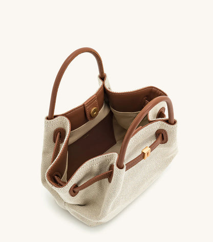 Hana Mini Tote Bag - Brown canvas