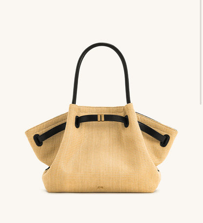 Hana Medium Faux Suede Tote Bag : Brown Straw