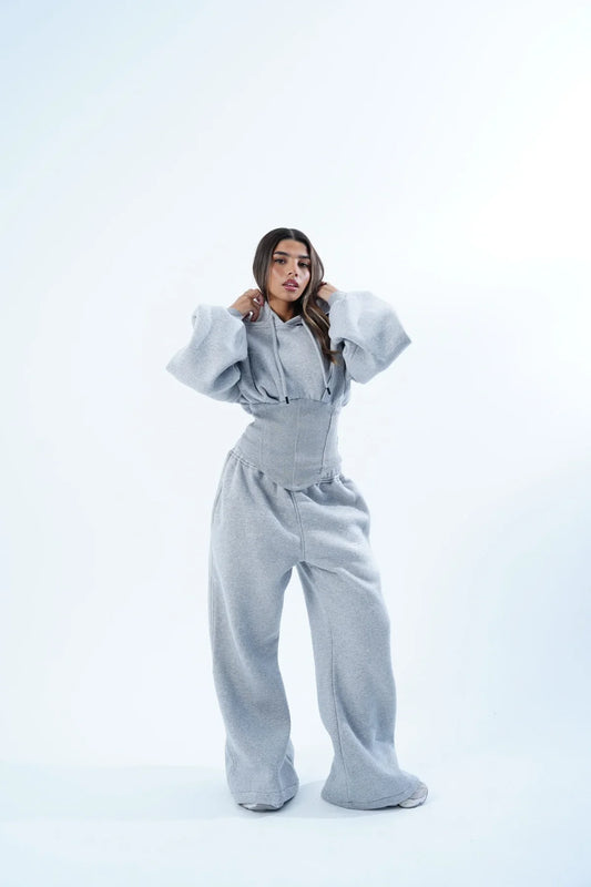She’s Snatched suit Hoodie-Pant  Gris