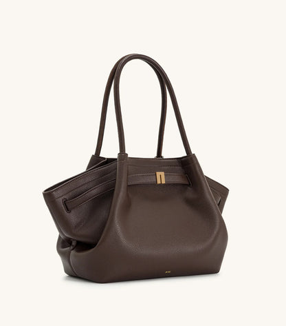 Hana Medium Faux Suede Tote Bag : Dark brown