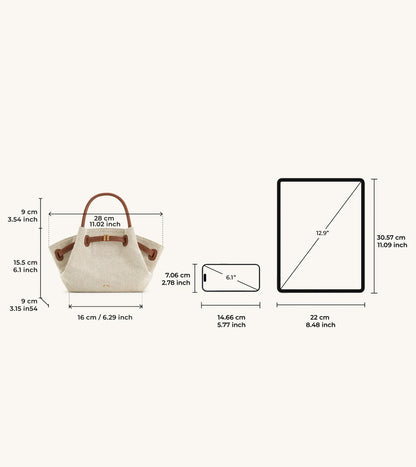 Hana Mini Tote Bag - Brown canvas