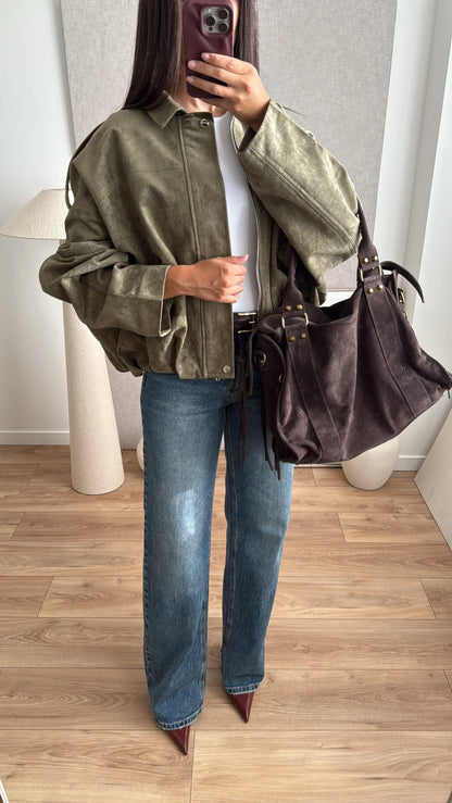 Oversize en suédine [KAKI]