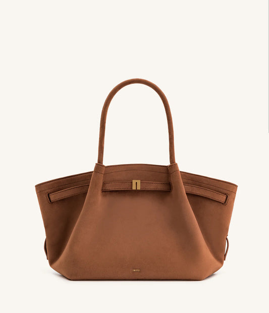 Hana Medium Faux Suede Tote Bag : Brown