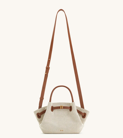 Hana Mini Tote Bag - Brown canvas
