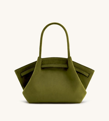 Hana Medium Faux Suede Tote Bag : Dark olive