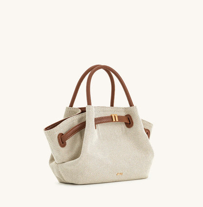 Hana Mini Tote Bag - Brown canvas